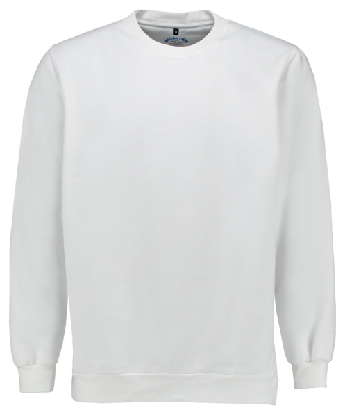 Das weiße bioaktive Sweatshirt verhindert auch bei köperlicher Aktivität zuverlässig die Entstehung von Schweißgeruch auf der Faser.